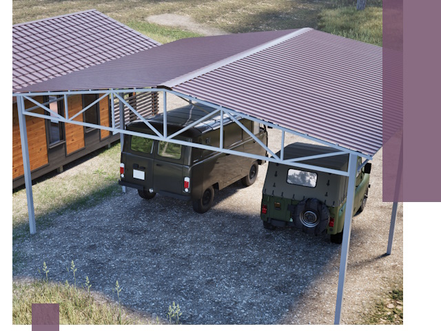 Двускатные навесы под ключ в Тейково — изготовление и монтаж