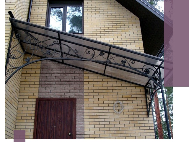 Односкатные козырьки из металла под ключ в Тейково