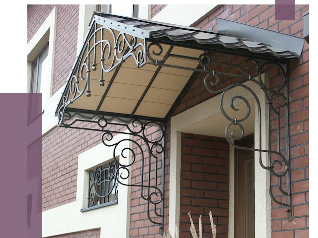 Двускатные козырьки в Тейково под ключ от 13591 руб.